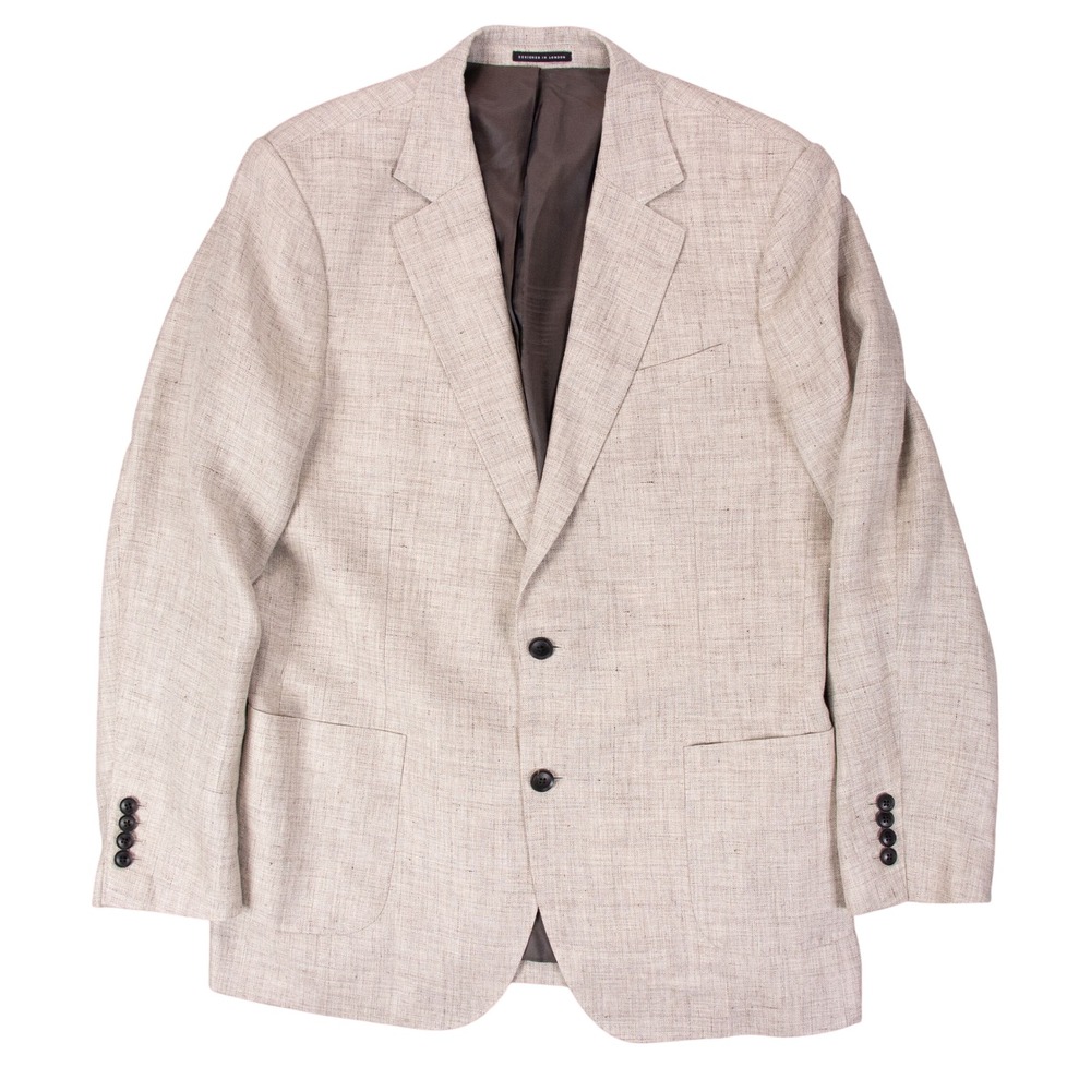 Reiss Mens 42 Auto Linen Blazer Jacket Sport Coat Surgeon Cuffs‎ Tan Beige